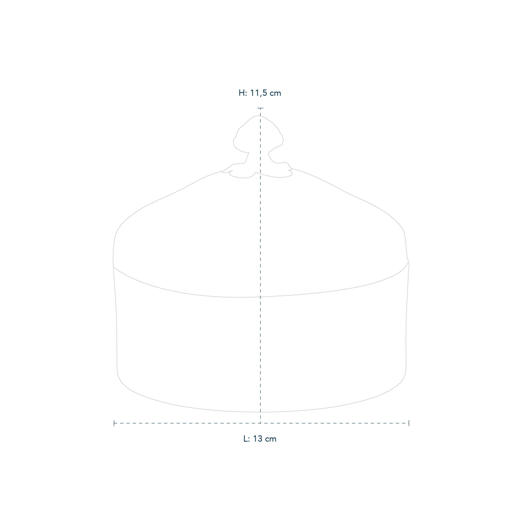 Line drawing of 1016758 Blue Fluted Plain bonbonniere 54cl